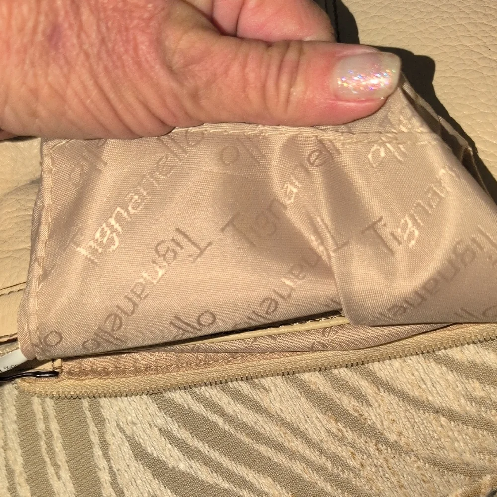 Tignanello Cream Leather Crossbody Bag